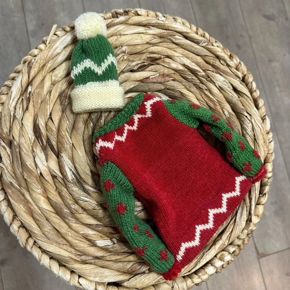 Acrylic Knitted Christmas Wine Bottle Cover & Hat Cork Cover Festive Gift